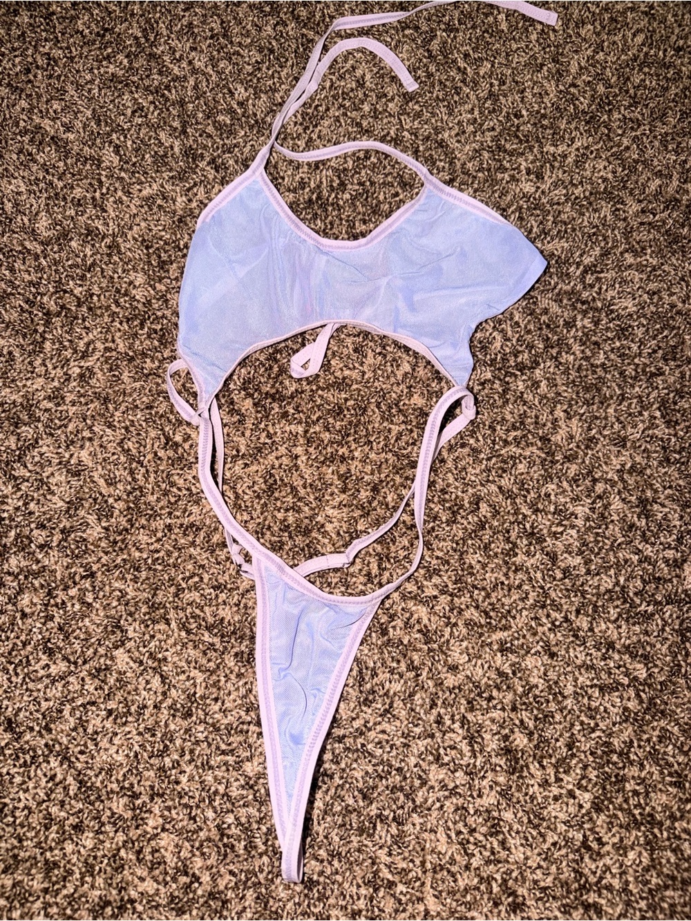 Pastel Purple Lilac Lavender Sheer Lingerie / Slingshot Swim One Piece Bodysuit